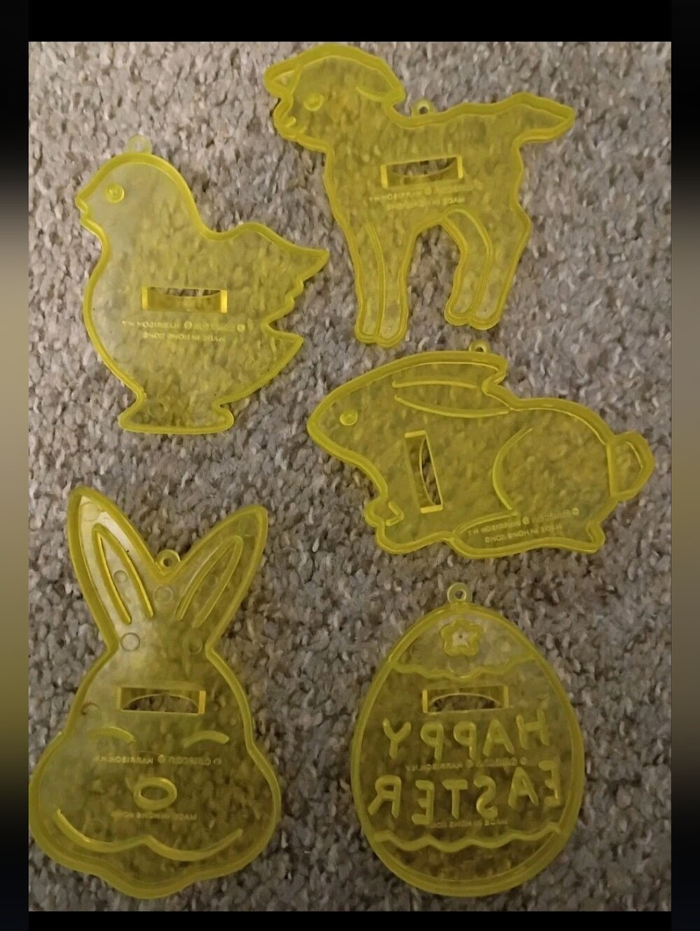 Vintage Amscan Cookie Cutter 5 Ct Yellow Translucent Easter Lamb Egg Bunny Chick